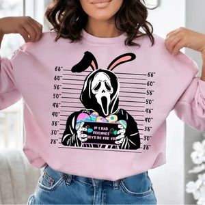Ghost face Easter bunny crew neck sweater